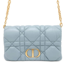 将图像加载到图库查看器中，Dior Macrocannage Caro ChainShoulder Bag CloudBlue S5135UNGX Calf Leather Size Mini
