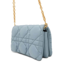 将图像加载到图库查看器中，Dior Macrocannage Caro ChainShoulder Bag CloudBlue S5135UNGX Calf Leather Size Mini
