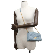 将图像加载到图库查看器中，Dior Macrocannage Caro ChainShoulder Bag CloudBlue S5135UNGX Calf Leather Size Mini
