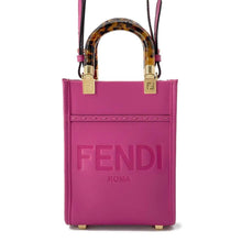 将图像加载到图库查看器中，FENDI Sunshine Shopper Shoulder Bag Pink 8BS051 Leather Size Mini
