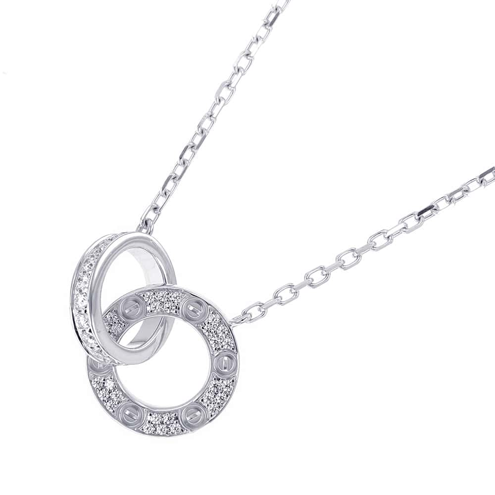 CARTIER Love Shape Pavé Diamond Necklace B7216300 18K White Gold