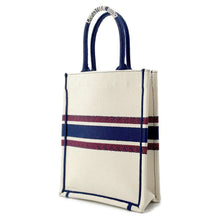 Load image into Gallery viewer, Dior book tote vertical Ivory/Navy/Red Canvas Size Mini
