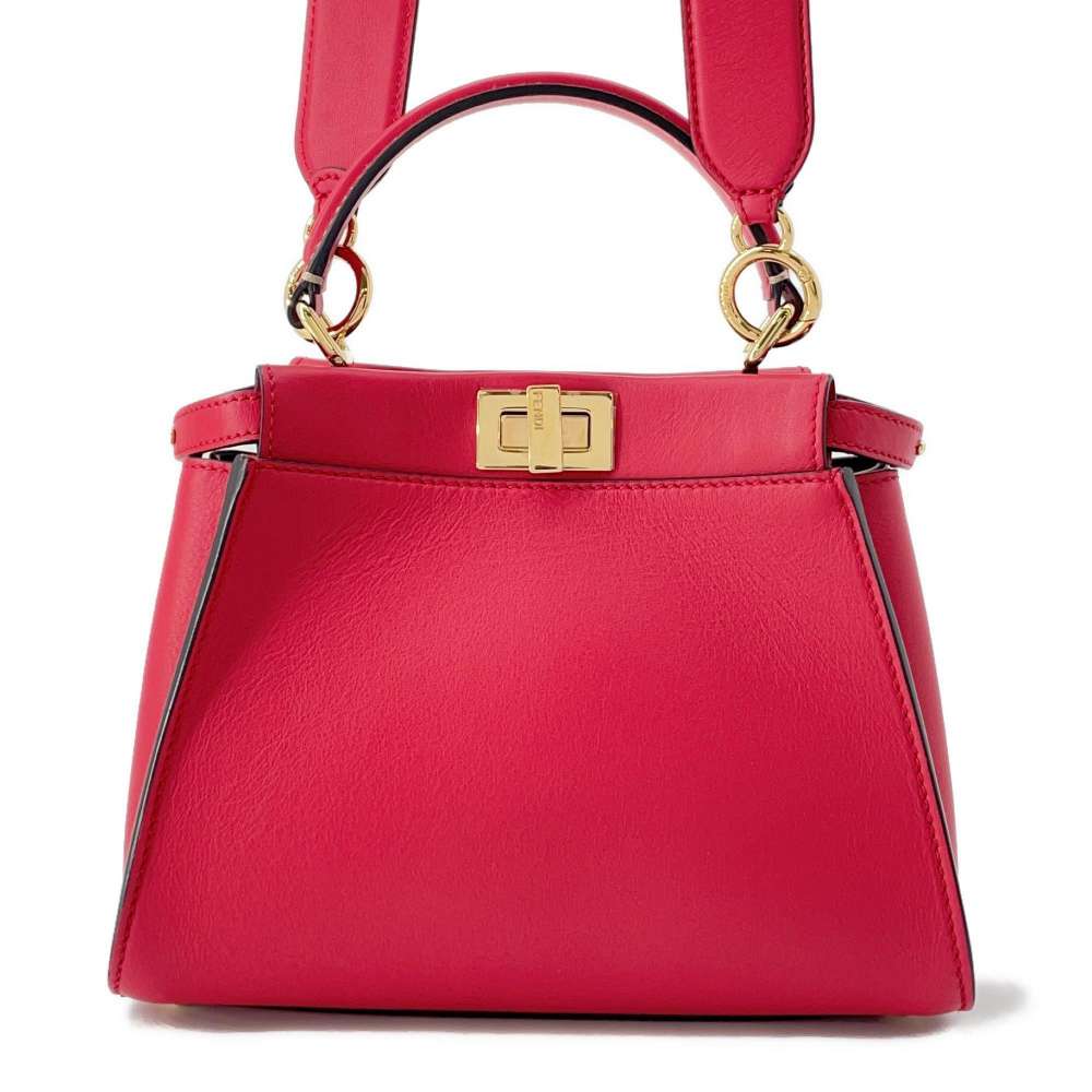 FENDI Peekaboo Red 8BN244 Leather Size Mini