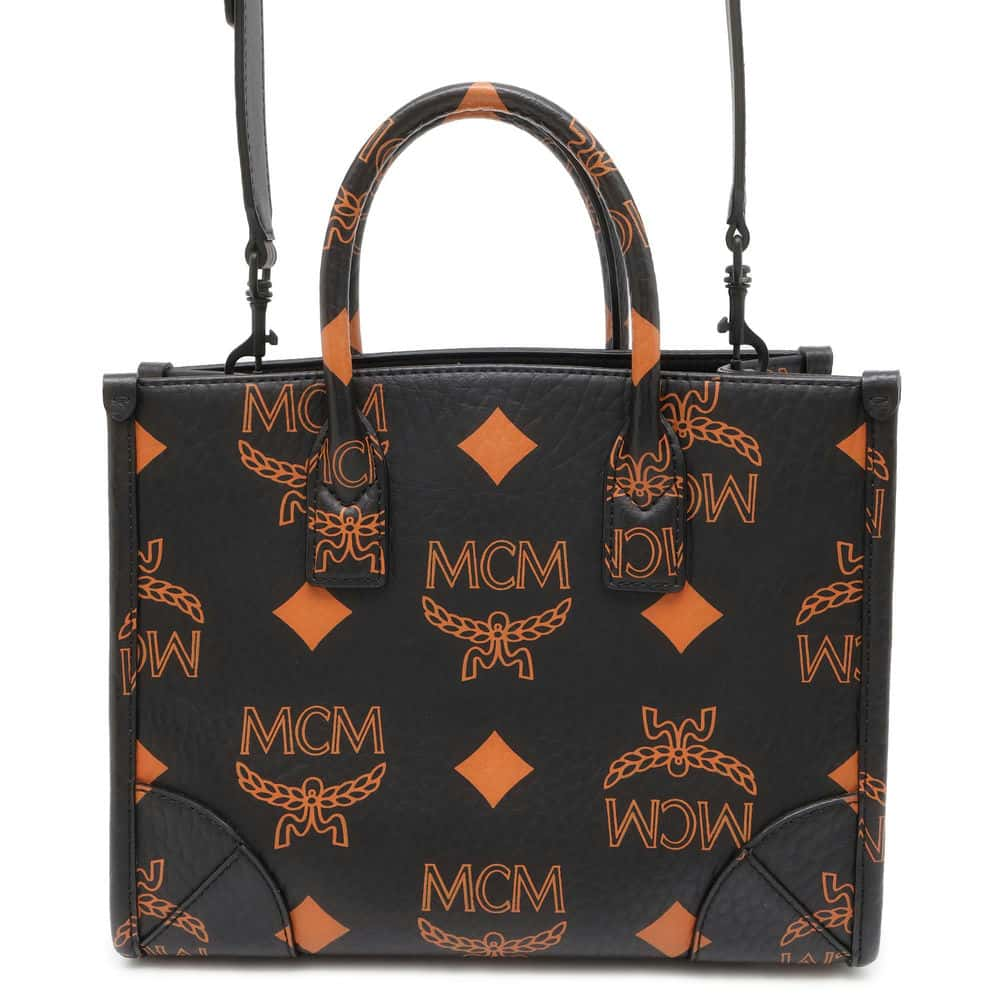 MCM Maxi Tote in Visetos Black MWTDABO01 Leather Size Small