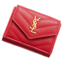 将图像加载到图库查看器中，SAINT LAURENT PARIS Saint Laurent Tiny Wallet Monogram Red 505118 Leather
