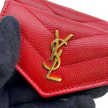 将图像加载到图库查看器中，SAINT LAURENT PARIS Saint Laurent Tiny Wallet Monogram Red 505118 Leather
