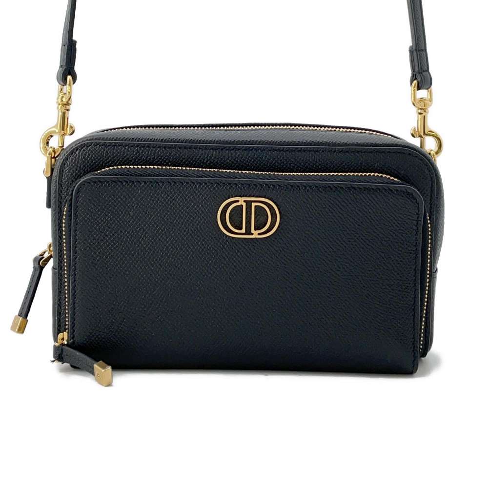 Dior Calo Double Pouch Shoulder Bag Black S7431UBAE Leather