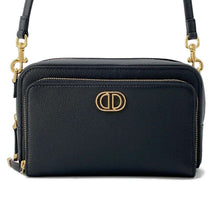 将图像加载到图库查看器中，Dior Calo Double Pouch Shoulder Bag Black S7431UBAE Leather
