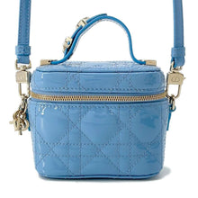 Load image into Gallery viewer, Dior Lady Dior Vanity 2way Bag Light Blue S0935OWCB Patent Leather Size micro
