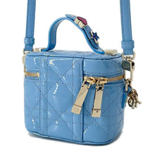 将图像加载到图库查看器中，Dior Lady Dior Vanity 2way Bag Light Blue S0935OWCB Patent Leather Size micro
