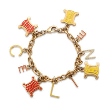 将图像加载到图库查看器中，CELINE Triomphe Logo Bracelet Gold Metal
