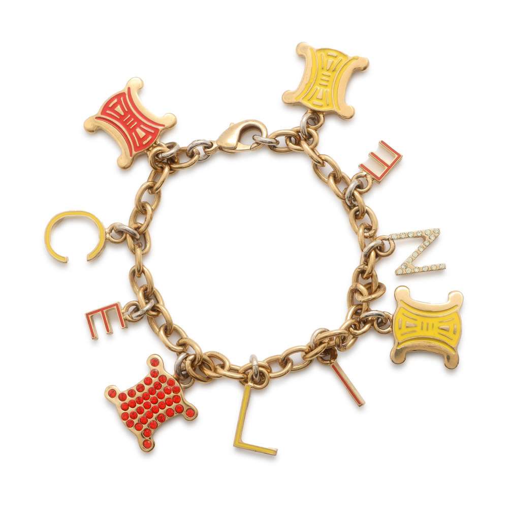 CELINE Triomphe Logo Bracelet Gold Metal