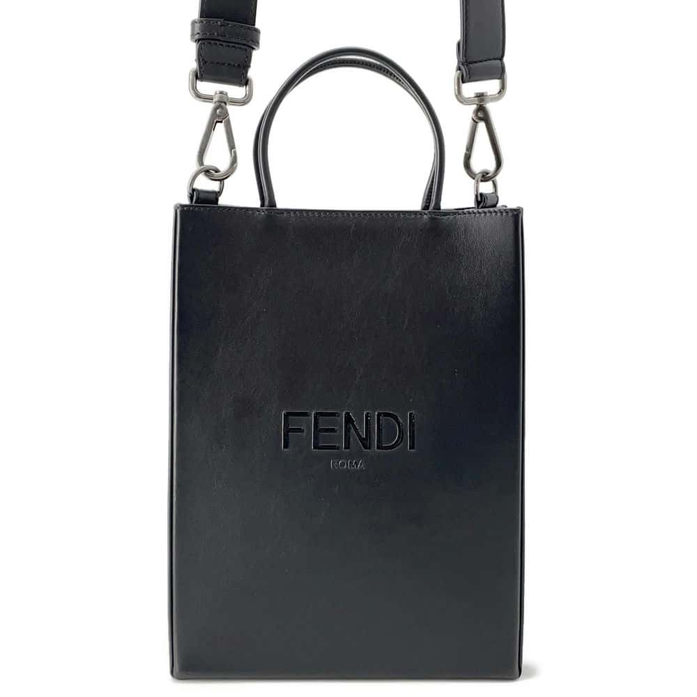 FENDI 2way Shopping Tote Black 7VA512 Leather