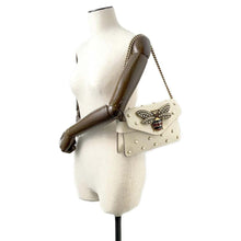 Load image into Gallery viewer, GUCCI Broadway ChainShoulder Bag White 453778 Leather Faux Pearl  Rhinestone
