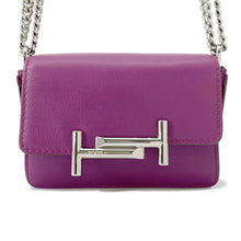 Load image into Gallery viewer, TOD’S Double T Chain Shoulder Bag Purple Leather
