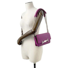 Load image into Gallery viewer, TOD’S Double T Chain Shoulder Bag Purple Leather
