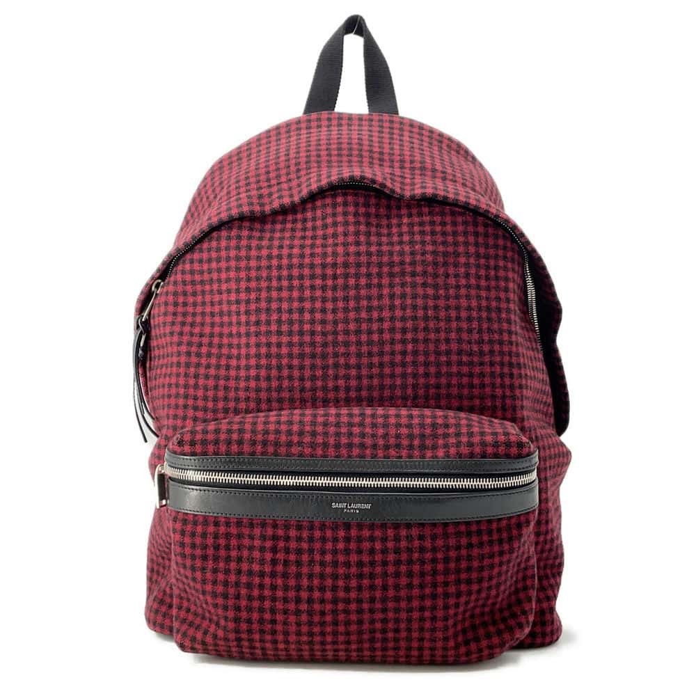 SAINT LAURENT PARIS City Backpack Red/Black 534967 Canvas