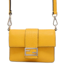 将图像加载到图库查看器中，FENDI Flat Bucket Shoulder Bag Yellow 7M0311 Leather
