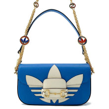 Load image into Gallery viewer, GUCCI Adidas collaboration Horsebit1955 ChainShoulder Bag White/Blue 722009 Leather Size Small
