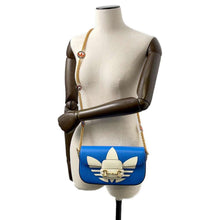 Load image into Gallery viewer, GUCCI Adidas collaboration Horsebit1955 ChainShoulder Bag White/Blue 722009 Leather Size Small
