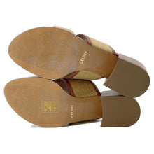 将图像加载到图库查看器中，CELINE Apolline Mules Beige/Tan 359902359C.02ET Raffia Leather Size 35
