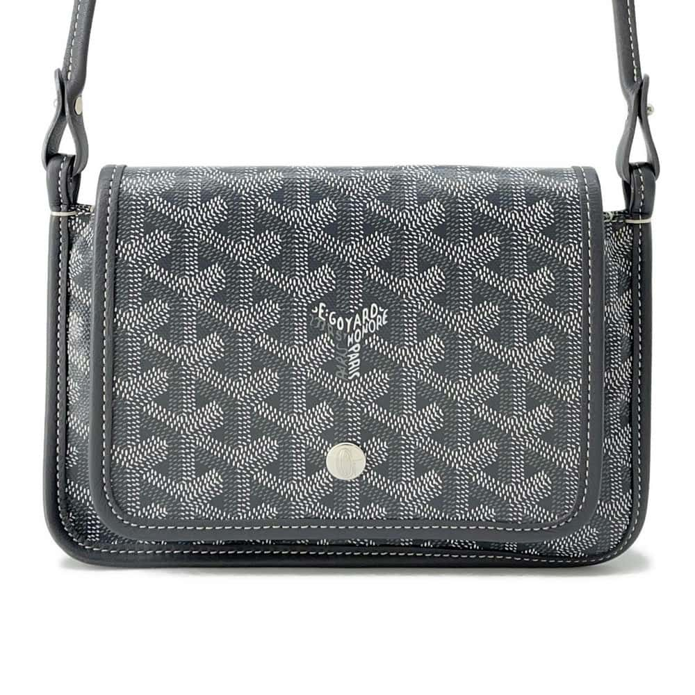 GOYARD plume pouch wallet Gray PLUMETPMLTY51CL51P PVC Coated Canvas Calf Leather