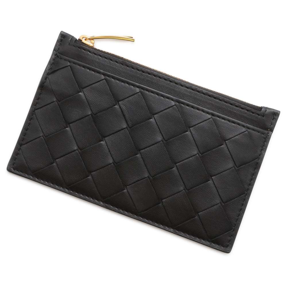 Bottega Veneta INTRECCIATO Coin purse Black 608784 Leather