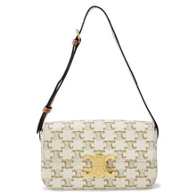 Load image into Gallery viewer, CELINE Triomphe Shoulder Bag White 194142CUZ PVC Coated Canvas Leather
