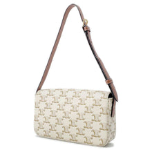 将图像加载到图库查看器中，CELINE Triomphe Shoulder Bag White 194142CUZ PVC Coated Canvas Leather
