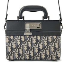 将图像加载到图库查看器中，Dior Oblique Padlock Shoulder Bag Black/Navy 1LXP0119MCT Canvas Leather Size Mini
