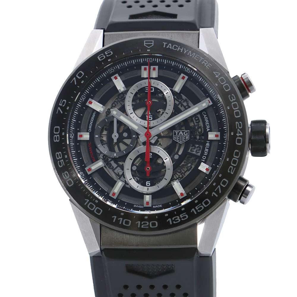 TAG HEUER Carrera Caliber Heuer 01 Chronograph W45mm Stainless Steel Rubber Black Dial CAR2A1Z.FT6044