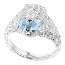 Load image into Gallery viewer, GUCCI Lion Head Aquamarine Ring Size #9 18K White Gold
