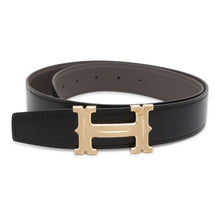 Load image into Gallery viewer, HERMES Constance Reversible HBelt Size 80 Black/Etain Box Calf Leather Togo Leather
