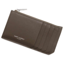 将图像加载到图库查看器中，SAINT LAURENT PARIS Fragment Zip Card Case Light Musk 609362 Smooth Cowhide Leather
