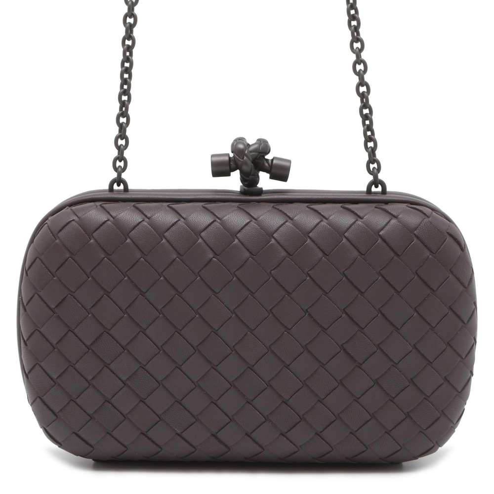 Bottega Veneta INTRECCIATO Knot Clutch Bag Brown 498478 Leather