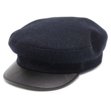 将图像加载到图库查看器中，HERMES Cap Size 57 Navy Wool 100% Lambskin Cotton Rayon
