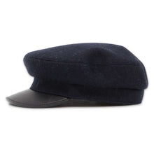 将图像加载到图库查看器中，HERMES Cap Size 57 Navy Wool 100% Lambskin Cotton Rayon
