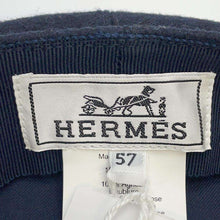 将图像加载到图库查看器中，HERMES Cap Size 57 Navy Wool 100% Lambskin Cotton Rayon
