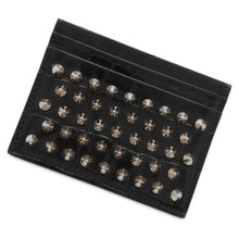 将图像加载到图库查看器中，Christian Louboutin Card Case KIOS Spike Studded Black 3215252 Embossed Leather
