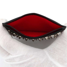 将图像加载到图库查看器中，Christian Louboutin Card Case KIOS Spike Studded Black 3215252 Embossed Leather
