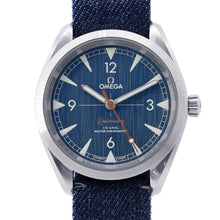 将图像加载到图库查看器中，OMEGA Seamaster Railmaster W40mm Stainless Steel Denim Leather Blue Dial220.12.40.20.03.001
