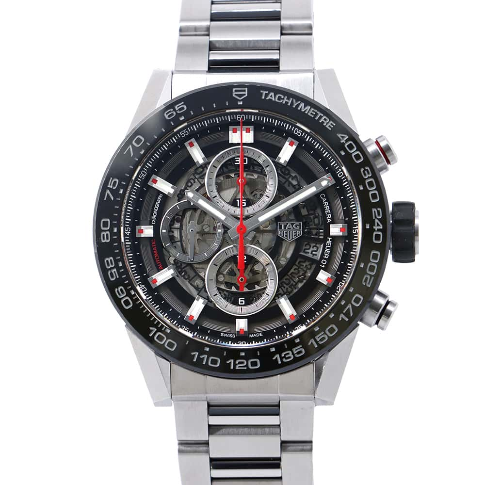 TAG HEUER Carrera Caliber Heuer 01 Chronograph W43mm Stainless Steel Black Dial CAR2A1W.BA0703