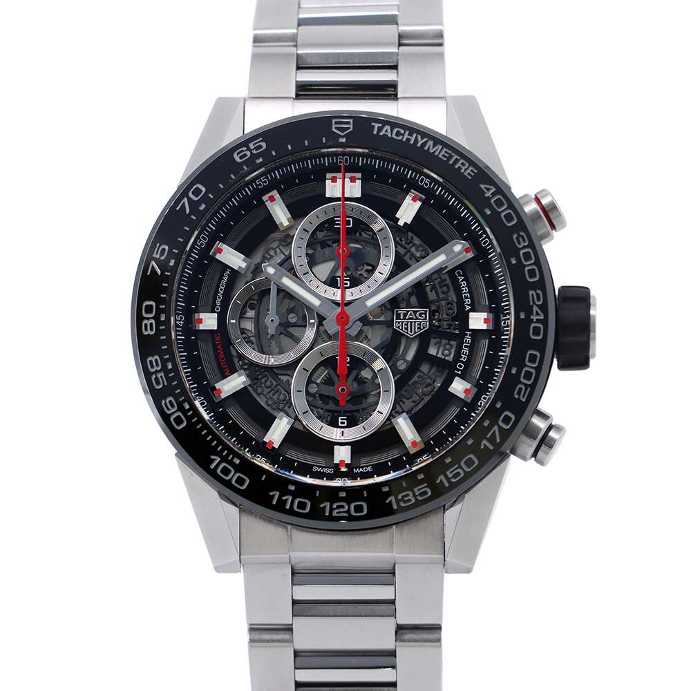 TAG HEUER Carrera Caliber Heuer 01 Chronograph W45mm Stainless Steel Black Dial CAR2A1W.BA0703