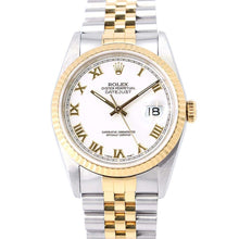 将图像加载到图库查看器中，ROLEX Datejust W36mm Stainless Steel K18YG White Roman Dial 16233
