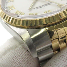 将图像加载到图库查看器中，ROLEX Datejust W36mm Stainless Steel K18YG White Roman Dial 16233
