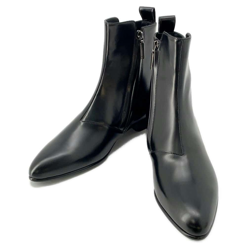 SAINT LAURENT PARIS Side zip boots Black 480085 Leather Size 40 1/2