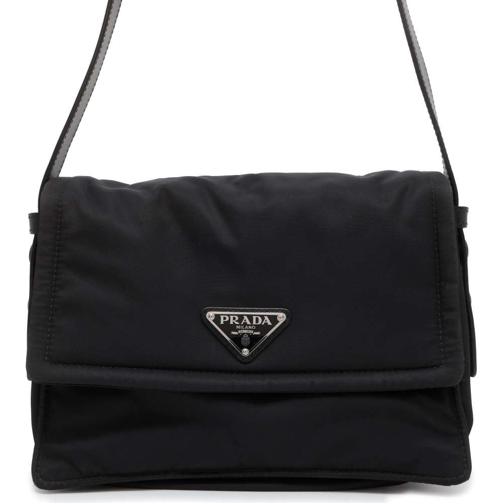 PRADA Small Padded Re-Nylon Shoulder Bag Black 1BD313 Nylon Leather Size Small