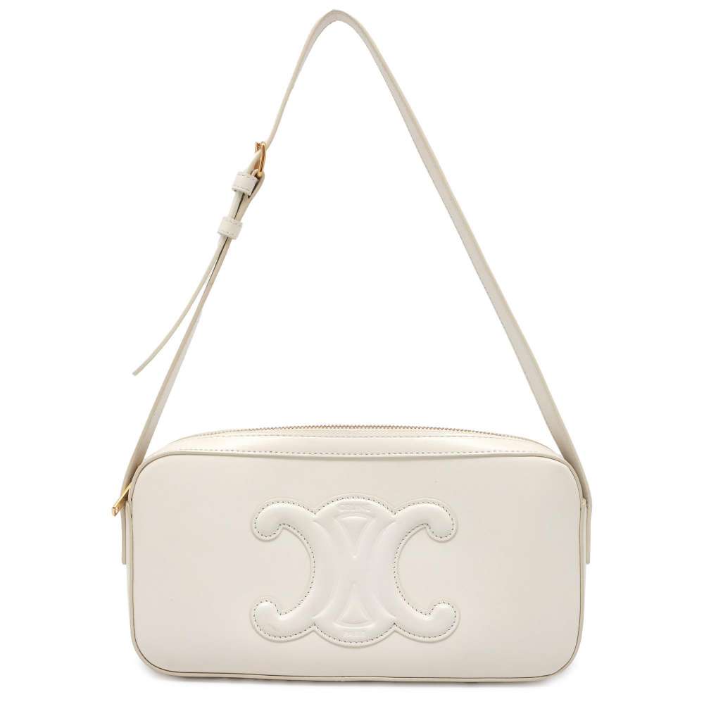 CELINE Cuir Triomphe One Shoulder Bag Ivory 199183DU3 Leather