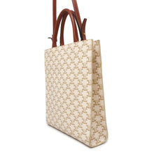 将图像加载到图库查看器中，CELINE Vertical Kaba 2WAY Tote Bag Beige/Brown PVC Leather Size Small
