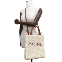 将图像加载到图库查看器中，CELINE Vertical Kaba 2WAY Tote Bag Beige/Brown PVC Leather Size Small
